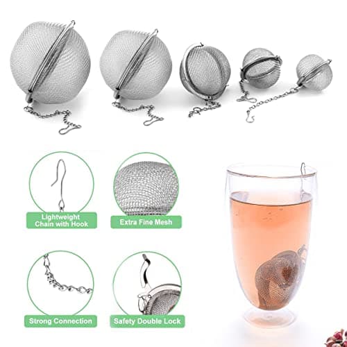 Infuseur à thé boule – Filtre à thé en maille d'acier inoxydable pour feuilles, épices, herbes, fruits – Lot de 3