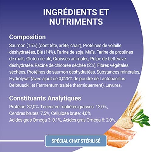 PURINA ONE Bifensis Chat Stérilisé Croquettes au Saumon pour Chats Adultes Sac de 1,5kg | Lot de 6