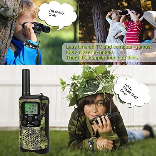 Jouets Garçon 4-12 Ans Talkie Walkie Enfants 8 Canaux Radio Bidirectionnelle avec LCD Lampe pour Aventure Camping Jouet Exterieur Anniversaire 5 6 7 8 Ans Cadeau Garçon