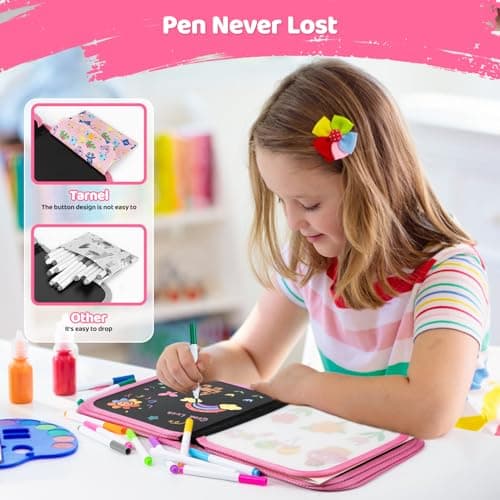 Tablette Dessin Enfant 2-3-4-5 Ans Effaçable, Réutilisable Double Face Livre Dessin Enfant pour Enfants, 12 Stylos Effaçables Colorés 14 Pages