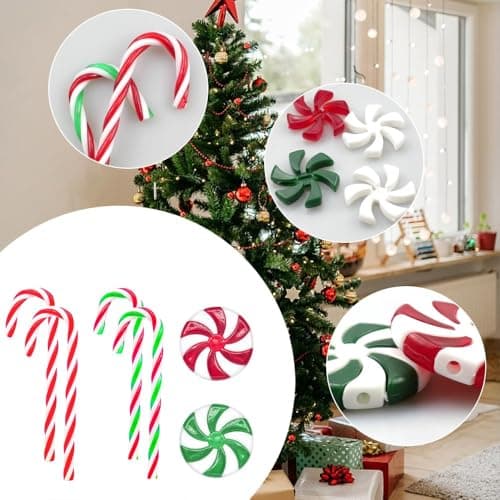 Zfseyuh Décorations de Nël de Canne de Bonbon 24 Pièces Canne de Bonbons Plastique de Noël avec Corde Sucre d'orge pour Sapin de Noël Sucette Ornement Suspendu