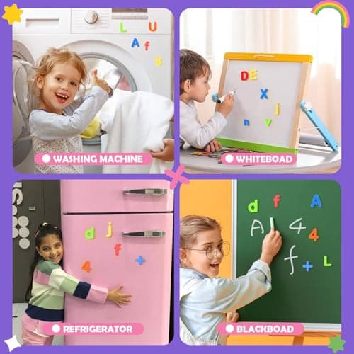 BunnyJOY 106PCS Enfants Lettres Magnétiques Chiffres, Coloré Aimants De Réfrigérateur Ensemble de Jouet Apprentissage Préscolaire de la Petite Enfance, Orthographe, Comptage Jouets Éducatifs