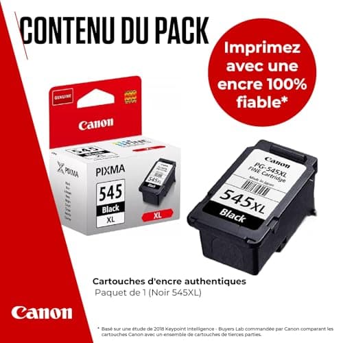 Canon Cartouche Encre - PG-545XL Cartouche d'encre Noire véritable pour imprimante à Haut rendement - Imprime jusqu'à 400 Pages A4 (1 x Cartouche)