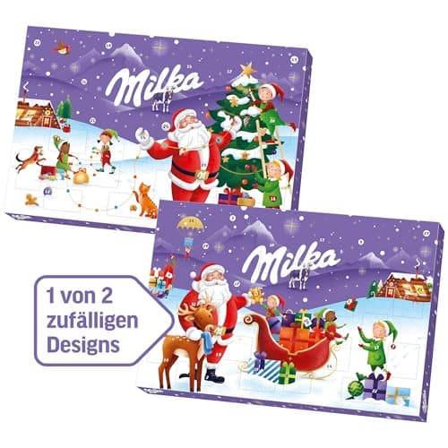MILKA - 1 Calendrier de l’Avent Milka - Assortiment Festif de Chocolats - Idée Cadeau Noël - Chocolat à Offrir - 1 Calendrier de 200 g