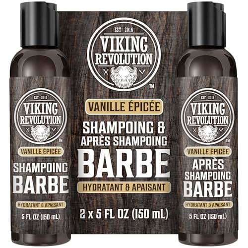 Viking Revolution - Shampoing Barbe Homme & Après Shampoing Barbe Homme - Huile d'Argan & de Jojoba - Adoucit & Renforce - Vanille épicée - 150 ml x 2