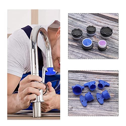 YINETTECH 5pcs Aérateur de Cache Filtre de Robinet avec 5pcs Outils de Clé de Retrait de Clé pour Robinet de Chambre Cuisine M16.5 M18.5 M21.5 M24