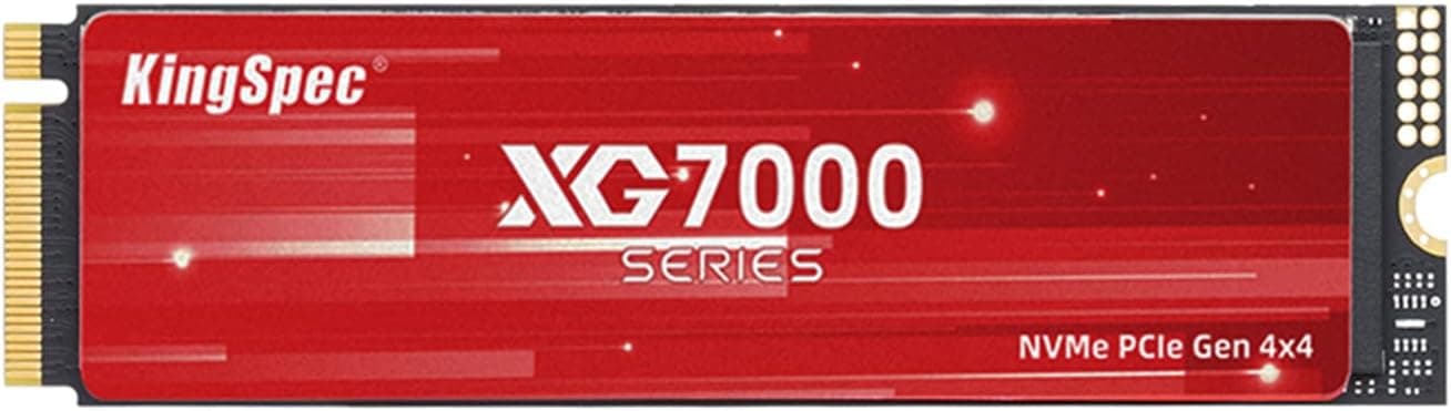 KingSpec 1To M.2 SSD 2280 NVMe PCIe Gen4x4, Vitesse de Lecture jusqu'à 7400 Mo/s, 3D NAND Flash Interne SSD - Compatible avec PS5/PC/Ordinateur Portable