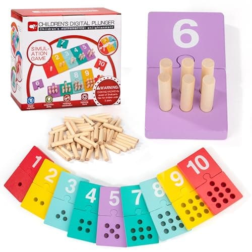 Wisplye Montessori Jouets en Bois, Mathématique Tableau Jeu des Chiffres, Planche Empilage Éducatif, Apprends à Compter, Jouets d'activité et de Développement, Jeux Enfant 3 4 5 6 Ans Garçon Fille