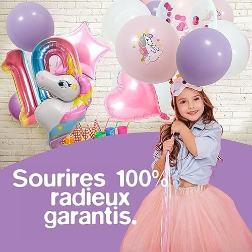 envami® Licorne Decoration Anniversaire 10 ans - Kit Anniversaire Fille Licorne, Ballon Anniversaire Fille 10 ans - Deco Anniversaire Fille 10 ans - Ballon Anniversaire 10 ans Fille, Ballon Décoration