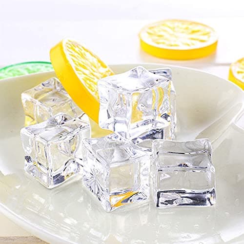 Transparent En Plastique Acrylique Glaçons Réutilisables Transparent En Forme De Cube Glaçon Artificiel Faux 18mm Pour Affichage Accessoires Photographie Décoration Barre Cuisine (100 Pièces)