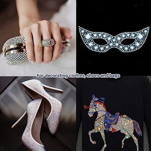 FlyWave Strass Thermocollant pour Vetement 1800 Pcs, Strass Hotfix Blanc et en Couleur, Strass a Coller Avec Pince à Épiler, Strass Thermocollant pour Décorer les Vétements, les Chaussures, Les Ongles