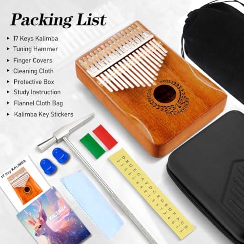 Kalimba 17 Clés Pouce - Piano à Doigts Portable Mbira Sanza Instrument Marimbas de Musique Professionnel avec Étui de Protection Instruction D'étude Marteau D'accord Cadeau Pour Enfants Adultes