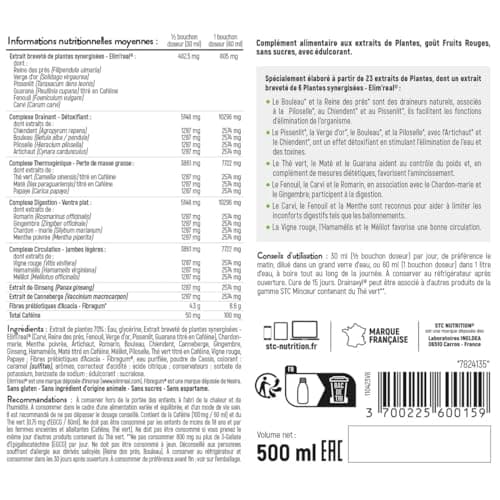 STC NUTRITION - Drainaxyl 500 - Draineur Detox aux extraits de plantes - Formule ultra concentrée - Cure de 15 j - Fruits Rouges - 500 ml