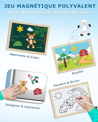 HELDENGUT® Puzzle en Bois Magnétique dès 3 Ans - Jouet pour Filles dès 3 Ans - Jeu Magnétique Créatif & Durable dès 3 Ans