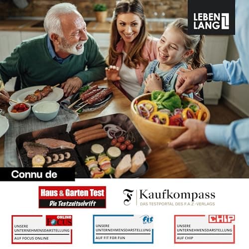 LEBENLANG 2400W Plancha électrique - Avec pince à barbecue & Protection contre les éclaboussures I Pour intérieur & exterieur I Plancha grill electrique Inox Plancha electrique Grills électriques XXL