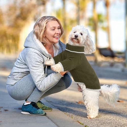 Hjyokuso Pull Chien, Pull pour Chien Petite Taille Moyenne Grande Taille, Pull-Overs pour Chiens Chaud d'hiver, Pull pour Chat à Col Roulé, Vetement Chien, Pull Noel Chien, Manteau pour Chien - L