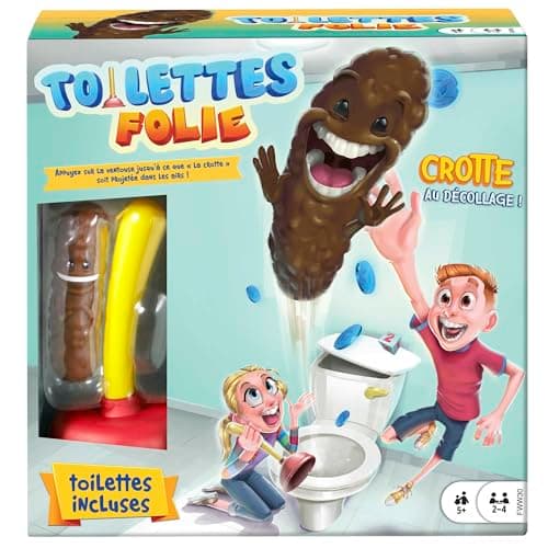 Toilettes Folies ! Jeu De Société avec Ventouse, Cuvette De Toilette Et Crotte À Attraper, Jouet Enfant, Dès 5 Ans, FWW30