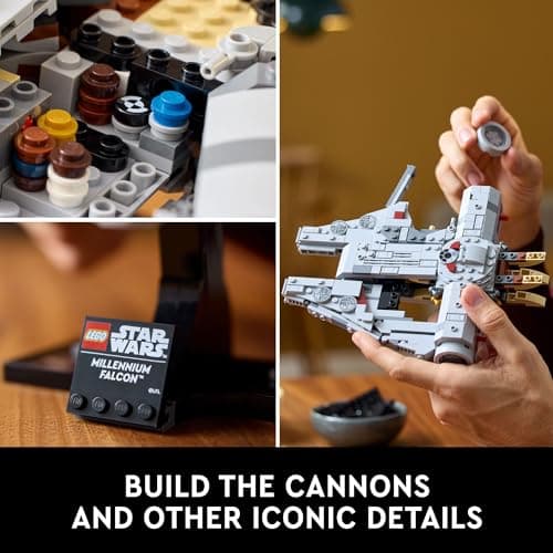LEGO Star Wars Millennium Falcon A New Hope 25th Anniversary Collectable Model – Kit de construction à faire soi-même pour adultes, hommes et femmes, à partir de 18 ans – avec présentoir – Cadeau Star