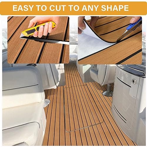 Hzkaicun Teca Sintetica Barco EVA 240x112cm Suelo Teca para Barcos de Espuma Autoadhesiva Suelo de Barco Antideslizante Alfombras para Barcos Motora Yate Kayak de Pesca Hoja de Cubierta de Barco