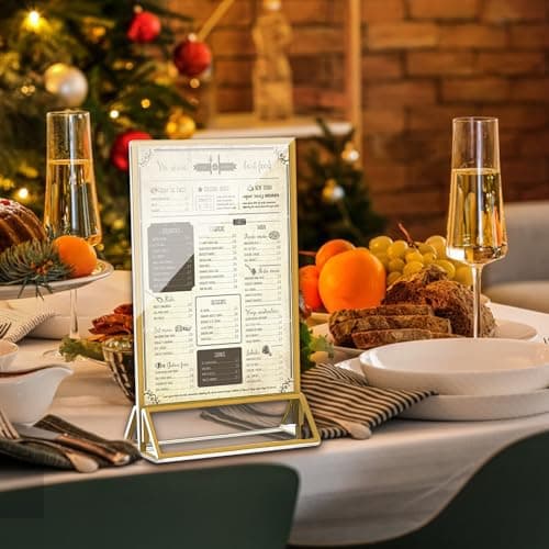 MAJOYLIFE Porte Menu de Table avec Bordures Dorées 6 paquets,Chevalet de Table en Acrylique,Cadre Double Face pour Affiches de Restaurant/Mariage/Eglise/Hôtel(13x18cm)