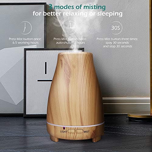 Diffuseur d'Huile Essentielle 150ml, GeeRic Humidificateur d'air Ultrasonique Brume Arôme Parfum Electrique avec Télécommande 7 Couleurs Changeantes Arrêt Automatique pour Chambre/Salon/Spa/Yoga