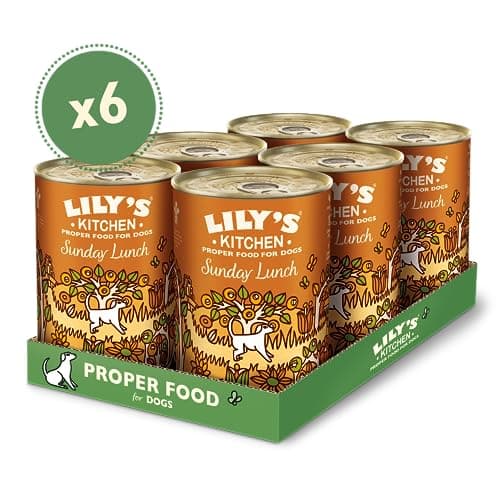 Lily's Kitchen Aliment humide naturel en boîte pour chiens adultes, Déjeuner dominical, recette sans céréales (6 x 400g Conserve)