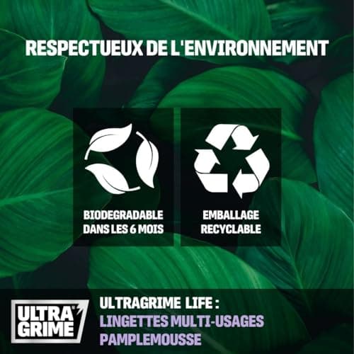 UltraGrime Multiusages Pamplemouse Lingettes XXL Sans Plastique - 40 Grandes Pour Toute La Famille - Nettoyage Multi-Usages Pour Le Sol
