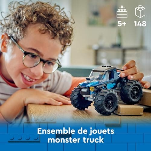 LEGO City Le Monster Truck Bleu, Jouet Camion Tout-Terrain et Minifigurine de Conducteur, Ensemble de Jeu Enfant Imaginatif, Cadeau Divertissant pour Garçons et Filles de 5 Ans ou Plus 60402