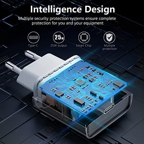 Anigaduo 25W USB C Rapide Chargeur et 2M Cable for iPhone 14/14 Plus/14 Pro/14 Pro Max/13/12/11/SE/X/XS/XR/8/7/6, USBC Prise Secteur Mural Type C Alimentation Adaptateur