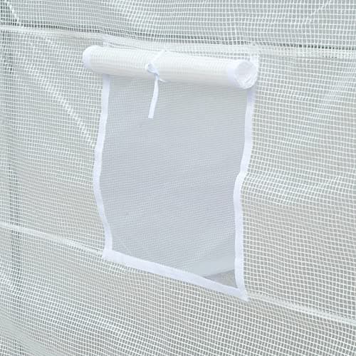 Outsunny Serre de Jardin Tunnel Surface Sol 7 m2 3,5L x 2l x 2H m châssis Tubulaire renforcé 18 mm 6 fenêtres Blanc