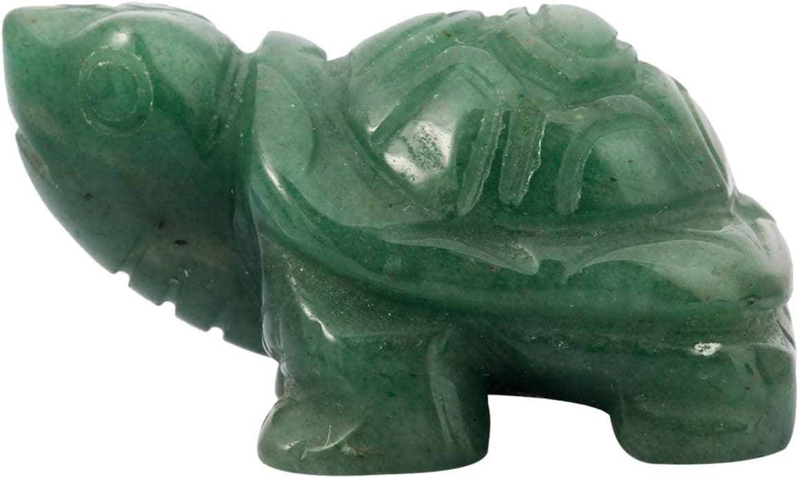 Nupuyai Tortue Figurine Pierre de Poche Sculpté Porte-Bonheur pour la Chance et Richesse, Pierre Semi-Précieuse Cristal Tortue Feng Shui Décoration pour Maison Bureau, Aventurine Verte Naturelle