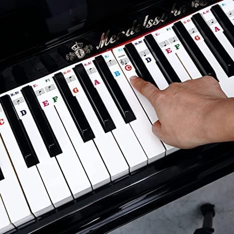 ANCLLO Étiquettes de Note de Clavier de Piano Amovibles Étiquette de Lettre de Notes de Musique de Touche de Piano sans Autocollants pour 61 Touches Pleine Taille Livré avec boîte