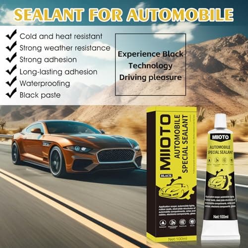 Miioto Colle Carrosserie,Colle pare Brise Voiture, Silicone Noir, Durcissement Rapide,Résistant à la Chaleur,Adapté au Scellement des Carrosseries,Fenêtres,Toits et Autres pièces Automobiles-100ml (A)
