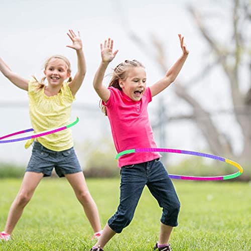 RayE Lot de 2 cerceaux hula hoop, pour enfants, 8 sections démontables, avec sac à cordon, adaptés au Hula Hoop, au fitness intérieur et extérieur, à la gymnastique, à la danse et au yoga