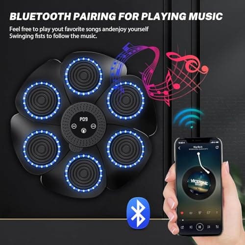Générique Updata Machine de Boxe Musicale,2024 Nouvelle Modèle Mural Professionnel Entraîneur de Boxe,Mode Bluetooth avec lumières LED et Gants de Boxe,9 Le Mode de Vitesse et de décompte