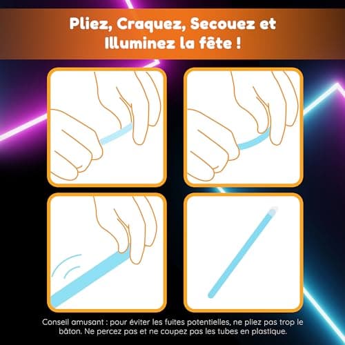 Glow Fever Bâtons lumineux Multicolores de 15,2cm (6”) - 100 Pièces Bâtons lumineux Accessoires de fête fluorescents pour Festival, Halloween et Mariage - Lumières pour Soirée