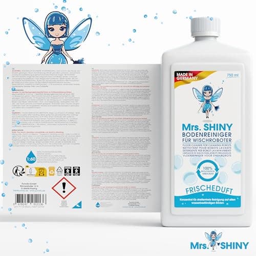 Mrs. SHINY - Détergent pour produit aspirateur laveur avec parfum de fraîcheur - produit nettoyant aspirateur laveur - nettoyant pour sol pour robot de nettoyage - pour tous les aspirateurs - 750 ml