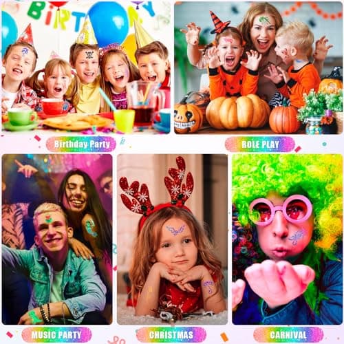 Kit Tatouage Paillettes Enfant Filles, 36 Couleurs Tatouage Temporaire à Paillettes, Kit Maquillage de Tatouage Paillette Temporaires, Cadeau pour Anniversaire Carnaval Fête
