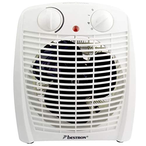 Bestron Radiateur soufflant salle de bain avec 2 niveaux de puissance, y compris sécurité anti-renversement & protection contre la surchauffe, pour des pièces jusqu'à 20m2, Blanc
