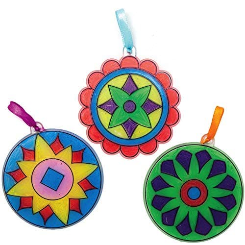Baker Ross Attrape Soleil à Effet Vitrail motif Rangoli - Lot de 10, Loisirs Créatifs Enfants (AX313)