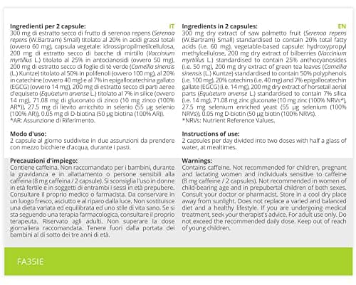 Pro Croissance & Fortification * 499.3 mg / 60 gélules * Sabal palmetto, Myrtille, Thé vert, Prêle des champs, Zinc, Sélénium et Biotine * Cheveux