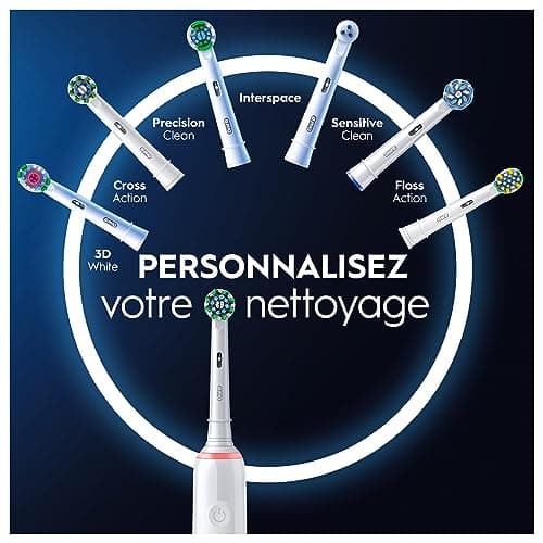 Oral-B Pro 3 3500 Brosse À Dents Électrique, Avec Capteur De Pression Pour Protéger Les Gencives, 3 Modes De Nettoyage, 1 Manche Noir, 1 Étui De Voyage, 1 Brossette Ronde De Rechange