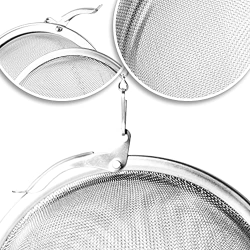 COM-FOUR® passoire à thé en acier inoxydable 304 - grand infuseur à thé pour thé en vrac, herbes et épices - filtre à thé à mailles fines avec chaîne - passoire à épices (1 pièce - Ø 9 cm)
