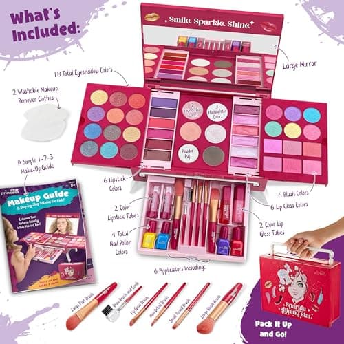 Star Princess Kit de Maquillage pour Enfants pour Filles – Kit de Maquillage Lavable Non Toxique pour Petites Filles – idée Cadeau d'anniversaire pour Filles âgées de 3, 4, 5, 6, 7, 8, 9, 10 Ans