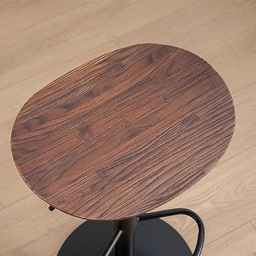 Kidol & Shellder Tabouret de Bar Bois Massif Métal Chaise de Comptoir sans Dossier Rotation 360° Comptoir de Cuisine Hauteur Réglable Noyer Set de 2 Pièces...