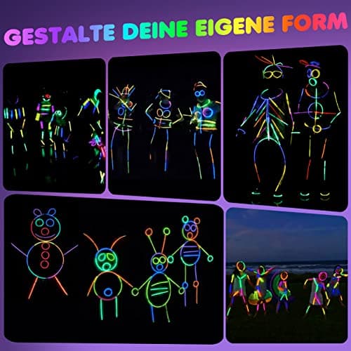 Ziitty 100 Bracelet Fluorescent Lumineux, Decoration Noël Accessoire, 7 Magnifiques Couleurs Bâton Lumineux, Accessoire Fluo, Loups et lunettes de fête Gadgets Néon pour Décoration Nouvel an de Fête