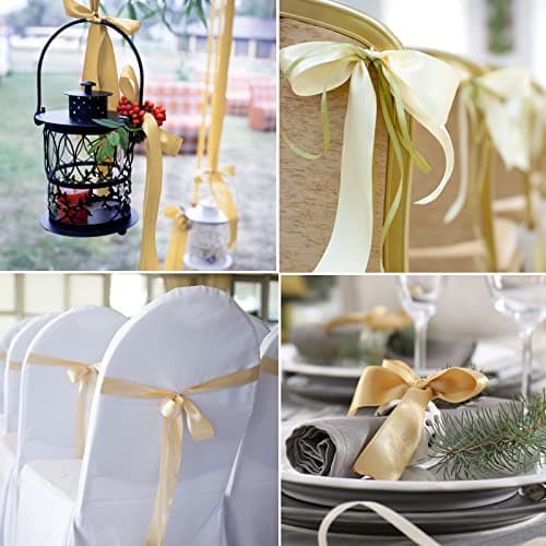 ASTARON Brown Gold ruban robe de mariée bouquet bricolage artisanat 1 pouce, ruban de couleur solide tissu ruban cadeau emballage cadeau de Noël noeud papillon Bun ruban décoration