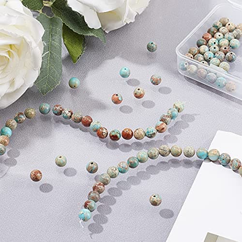 OLYCRAFT 96 pièces 8mm Perles de Jaspe Impérial Naturel Regalite Jaspe Perles Brins Rondes Perles de Pierres Précieuses en Vrac Pierre D'Énergie pour Bracelet Collier Fabrication de Bijoux