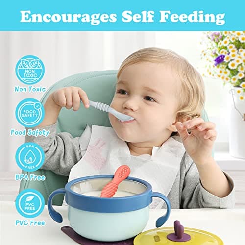 Vicloon Cuillères D'apprentissage pour Enfants et Bébé,3pcs Cuillere Bebe Apprentissage Ustensile D'apprentissage en Silicone Adapté à Dentition Première Étape Recommandé par Experts Sevrage