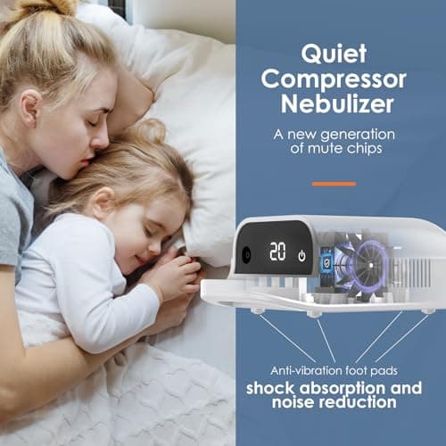 Nébuliseur à Compresseur, Berrlly Inhalateur D'aérosol pour Problèmes Respiratoires à Intelligent Affichage Numérique Nébuliseur Silencieux avec Embout et Masque pour Enfants et Adultes